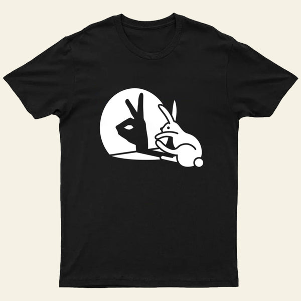 Funny Rabbit Hand Shadow Puppets Bunny Figure Pop Art T-Shirt