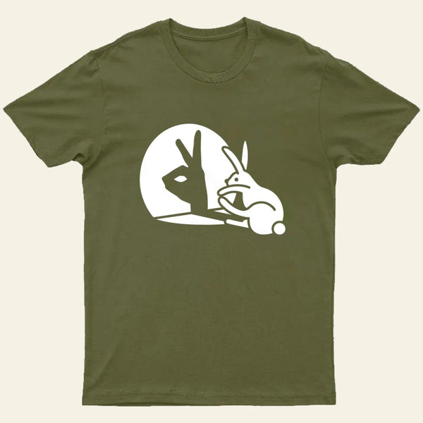 Funny Rabbit Hand Shadow Puppets Bunny Figure Pop Art T-Shirt