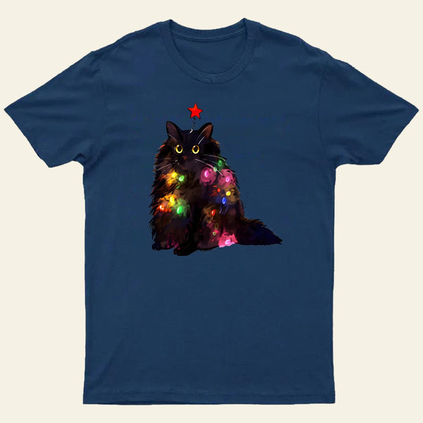 Christmas Lights Cat Entrageek T-Shirt