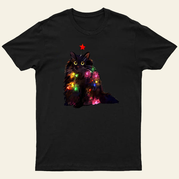 Christmas Lights Cat Entrageek T-Shirt