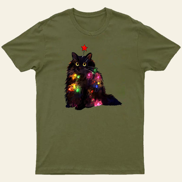 Christmas Lights Cat Entrageek T-Shirt