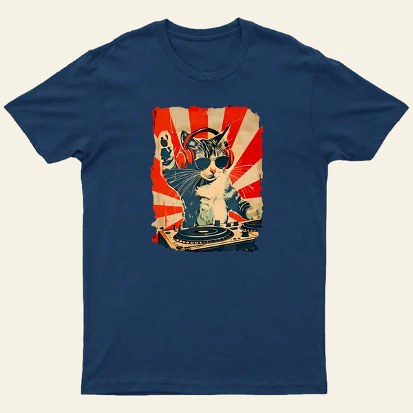 Rock Music Cat Vintage Entrageek T-Shirt