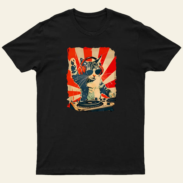 Rock Music Cat Vintage Entrageek T-Shirt
