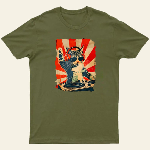 Rock Music Cat Vintage Entrageek T-Shirt