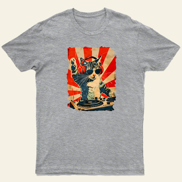 Rock Music Cat Vintage Entrageek T-Shirt