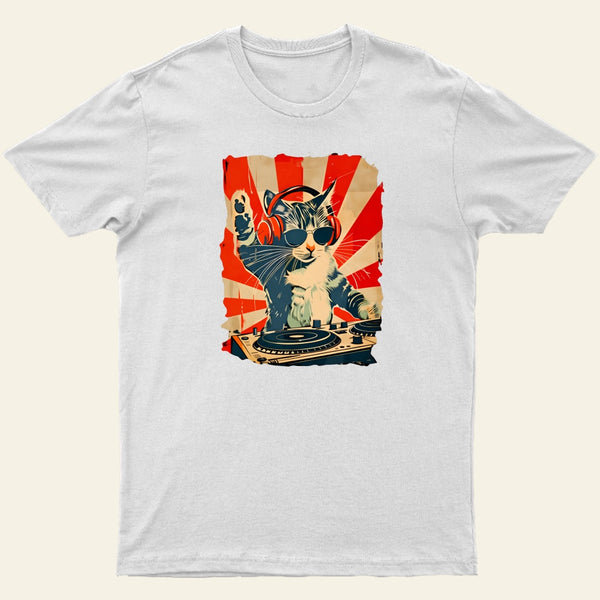 Rock Music Cat Vintage Entrageek T-Shirt
