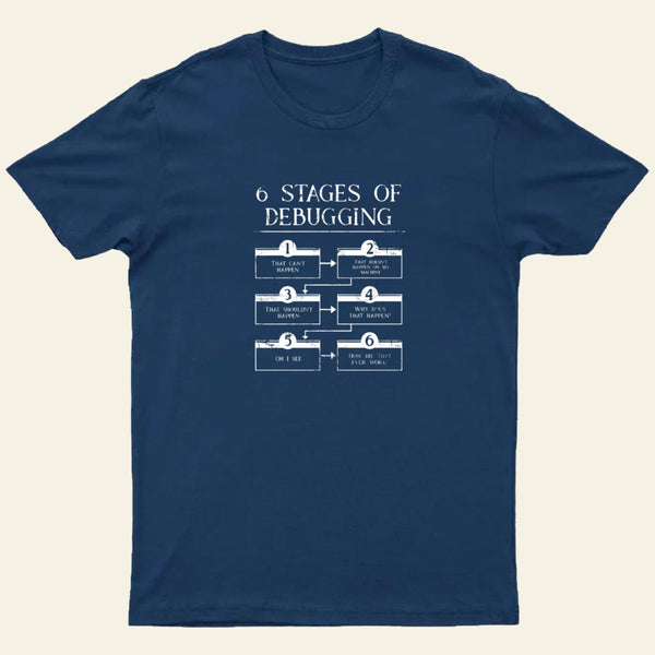 6 Stages Of Debugging Computer Programming T-Shirt