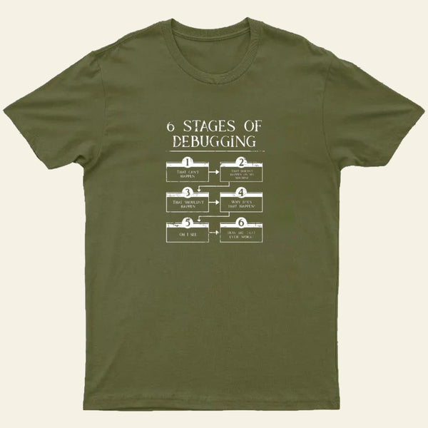 6 Stages Of Debugging Computer Programming T-Shirt