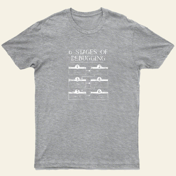 6 Stages Of Debugging Computer Programming T-Shirt