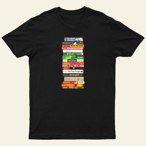 Classic Banned Books Stack Entrageek T-Shirt