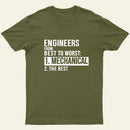 Engineers From Best To Worst Mechanical Engineering Entrageek T-Shirt
