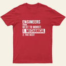 Engineers From Best To Worst Mechanical Engineering Entrageek T-Shirt