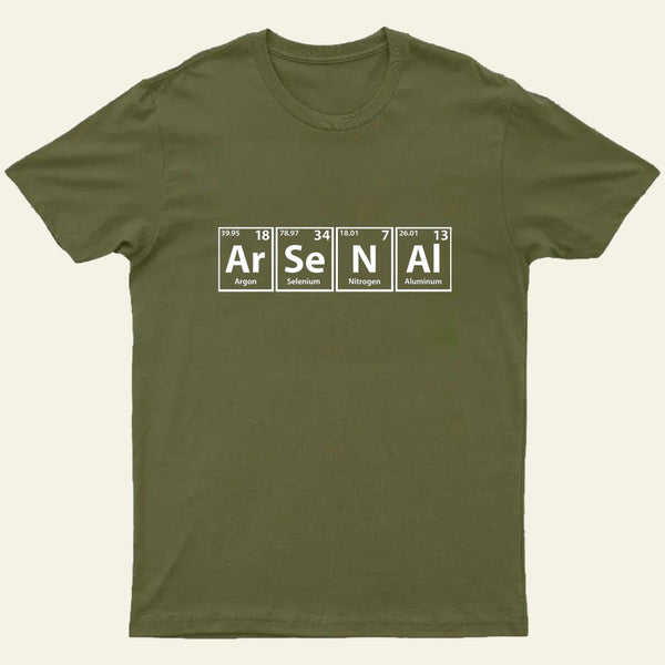 Arsenal (Ar-Se-N-Al) Periodic Elements Spelling T-Shirt