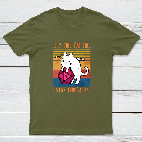 Cat It's Fine I'm Fine Everything's Fine Entrageek T-Shirt