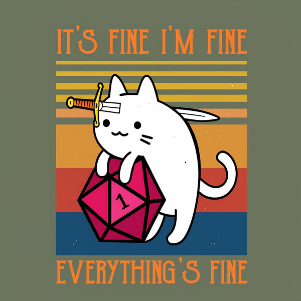 Cat It's Fine I'm Fine Everything's Fine Entrageek T-Shirt