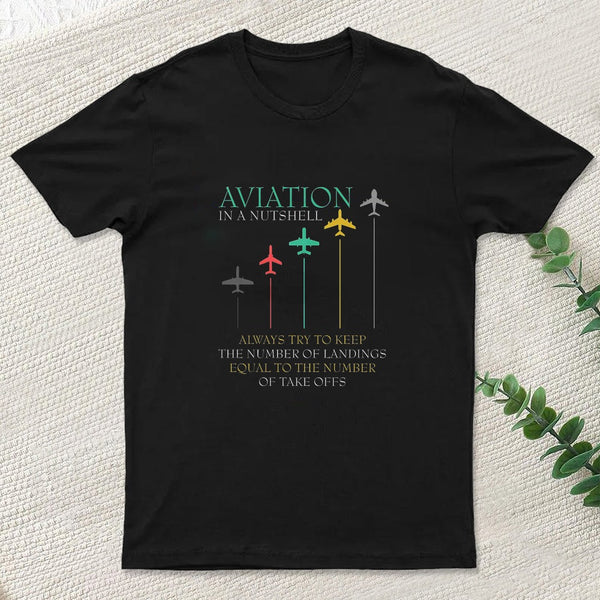 Funny Pilot Aviation In A Nutshell Entrageek T-Shirt