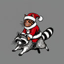 Santa Cat on A Raccoon Entrageek T-Shirt