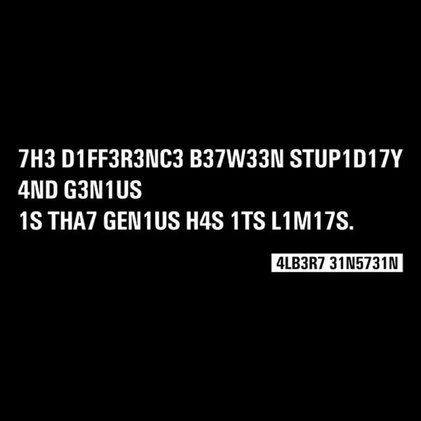 Einstein Quotes Code 7H3 DIFF3R3NC3 B37W33N STUP1D17Y T-Shirt