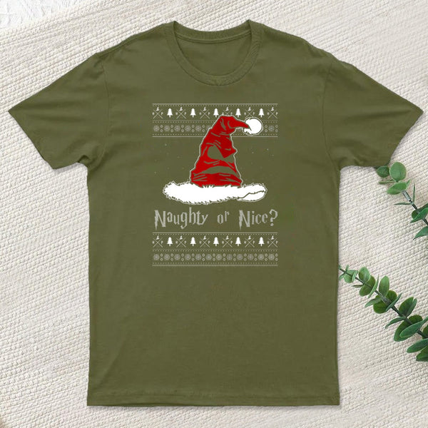 Naughty Or Nice Sorting Santa Claus Entrageek T-Shirt