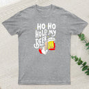 Ho Ho Hold My Beer Funny Santa Claus Ugly Sweater Entrageek T-Shirt