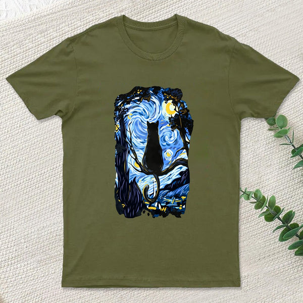 Cat Starry Night T-Shirt
