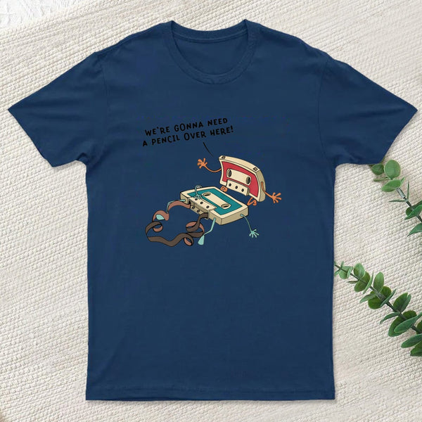 Vintage Cassette Tape And Pencil Joke T-Shirt