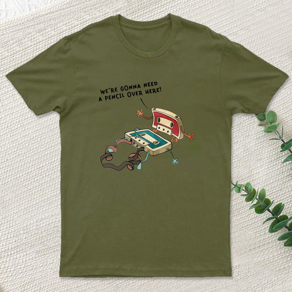 Vintage Cassette Tape And Pencil Joke T-Shirt