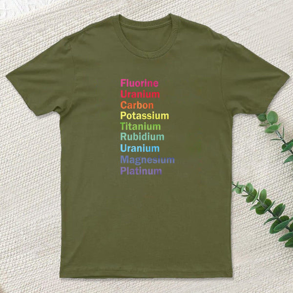 Fluorine Uranium Carbon Potassium Titanium Rubidium Uranium Magnesium Platinum T-Shirt