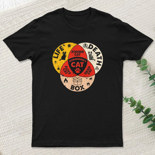 Science Physic Cat Physics Schrodinger'S Cat Venn Diagram Funny T-Shirt
