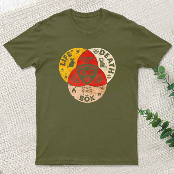 Science Physic Cat Physics Schrodinger'S Cat Venn Diagram Funny T-Shirt
