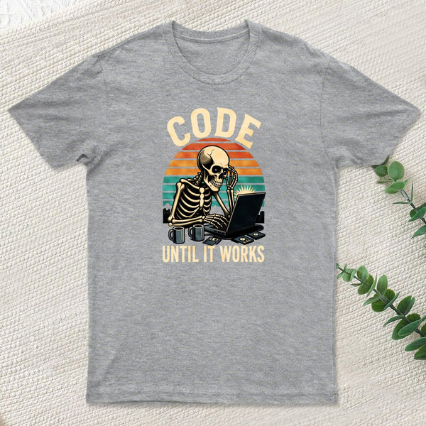Coding Skeleton Humor Retro Programmer Motivation T-Shirt