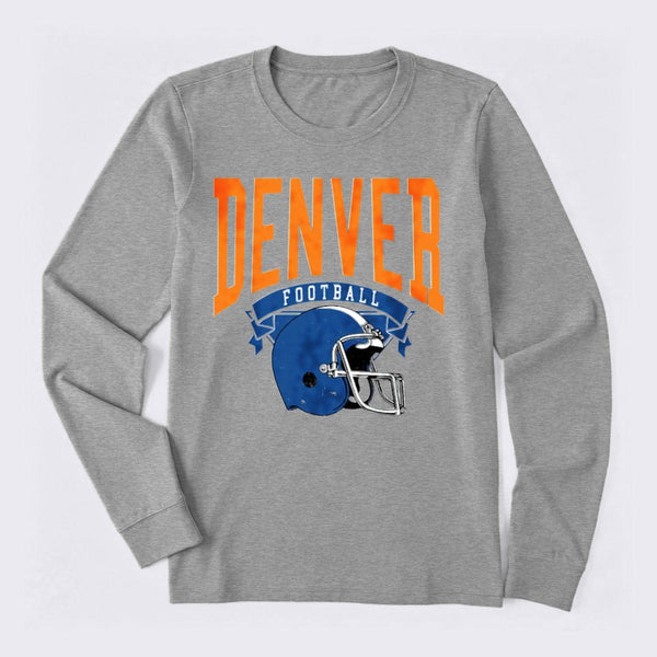Vintage Football Hometown Team Print Long Sleeve T-Shirt