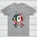 American Born Mexican Roots Flag Tee Proud USA Love Mexico T-Shirt