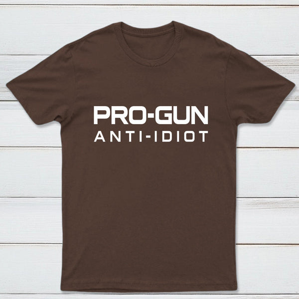 Pro Gun Anti Idiot Graphic Print Cotton T-Shirt