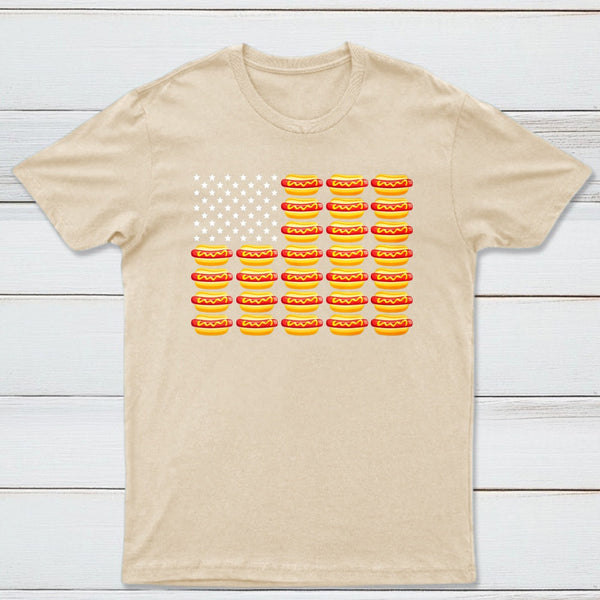 Hot Dog American Flag July 4th Patriotic Summer BBQ Funny T-Shirt