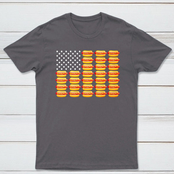 Hot Dog American Flag July 4th Patriotic Summer BBQ Funny T-Shirt