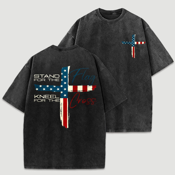 Stand for Flag Kneel for Cross Religious T-Shirt