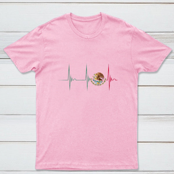 Mexico Heartbeat EKG Pulse Mexican Pride Emblem T-Shirt