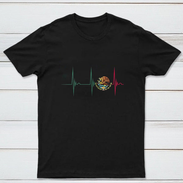 Mexico Heartbeat EKG Pulse Mexican Pride Emblem T-Shirt