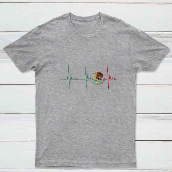 Mexico Heartbeat EKG Pulse Mexican Pride Emblem T-Shirt