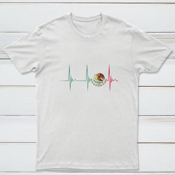 Mexico Heartbeat EKG Pulse Mexican Pride Emblem T-Shirt