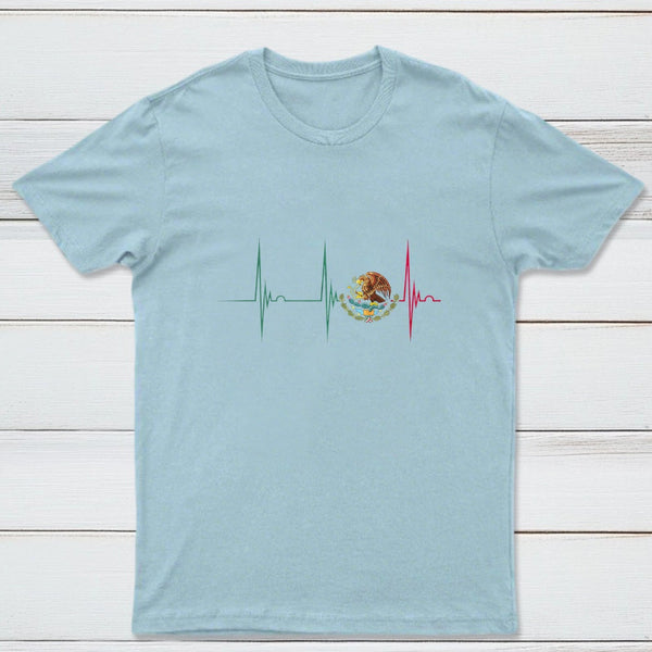 Mexico Heartbeat EKG Pulse Mexican Pride Emblem T-Shirt