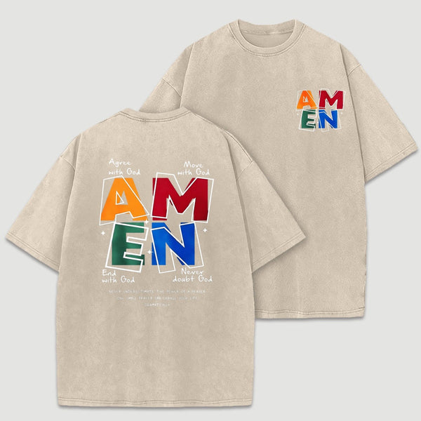 God Bless You Design Christian Patriotic Round Neck T-Shirt