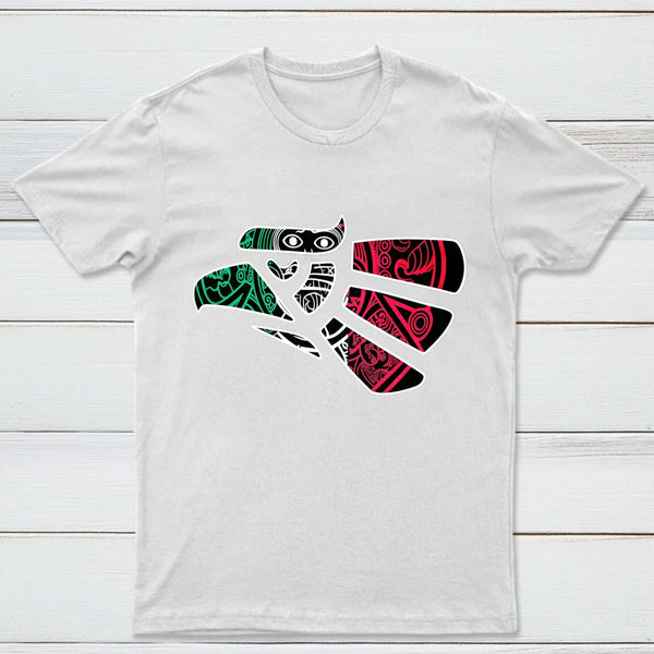 Latino Heritage Green White Red Mexico Eagle Tribal Art Design T-Shirt