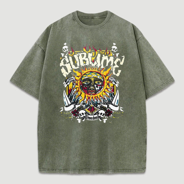 Vintage Sun Pattern Oversized T-Shirt