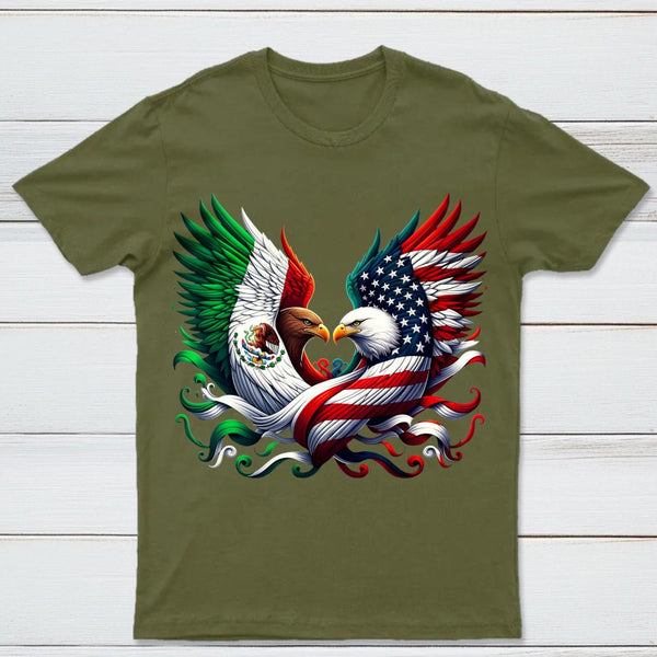 America Mexico Flag Vintage Mexican Roots American T-Shirt