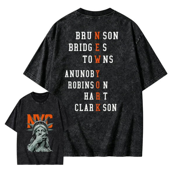 NewYork 2 Side Basketball Fans Washed T-Shirt