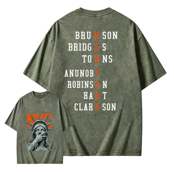 NewYork 2 Side Basketball Fans Washed T-Shirt