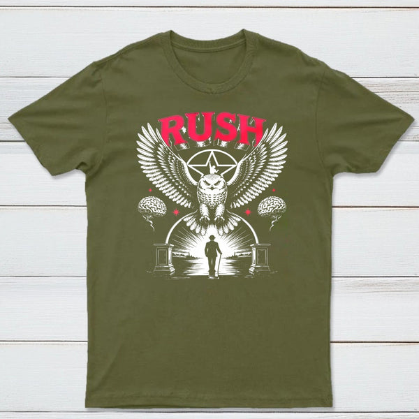 To Honor Rush Band Vintage Rock Owl Wings T-Shirt