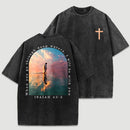 Cross and Isaiah Verse Design Double-Sided Print T-Shirt